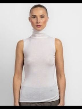 All Three Sleeveless Sheer Turtleneck Tank Top